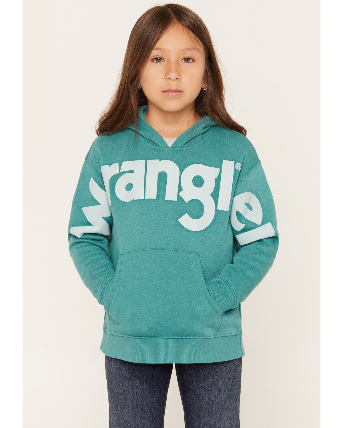 Wrangler Retro Girls' Logo Hoodie, Turquoise, hi-res