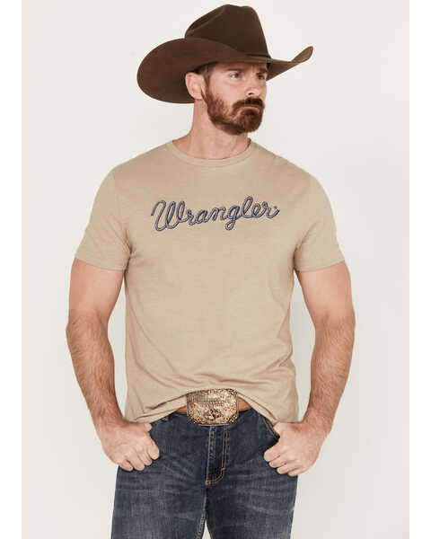 Image #1 - Wrangler Men's Rope Logo Short Sleeve Graphic T-Shirt, Tan, hi-res