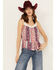 Image #1 - Wild Moss Women's Print Peplum Crochet Trim Top, Multi, hi-res