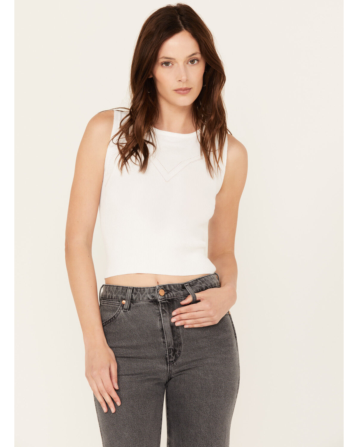 Image #1 - Molly Bracken Women's Ribbed Tank, White, hi-res