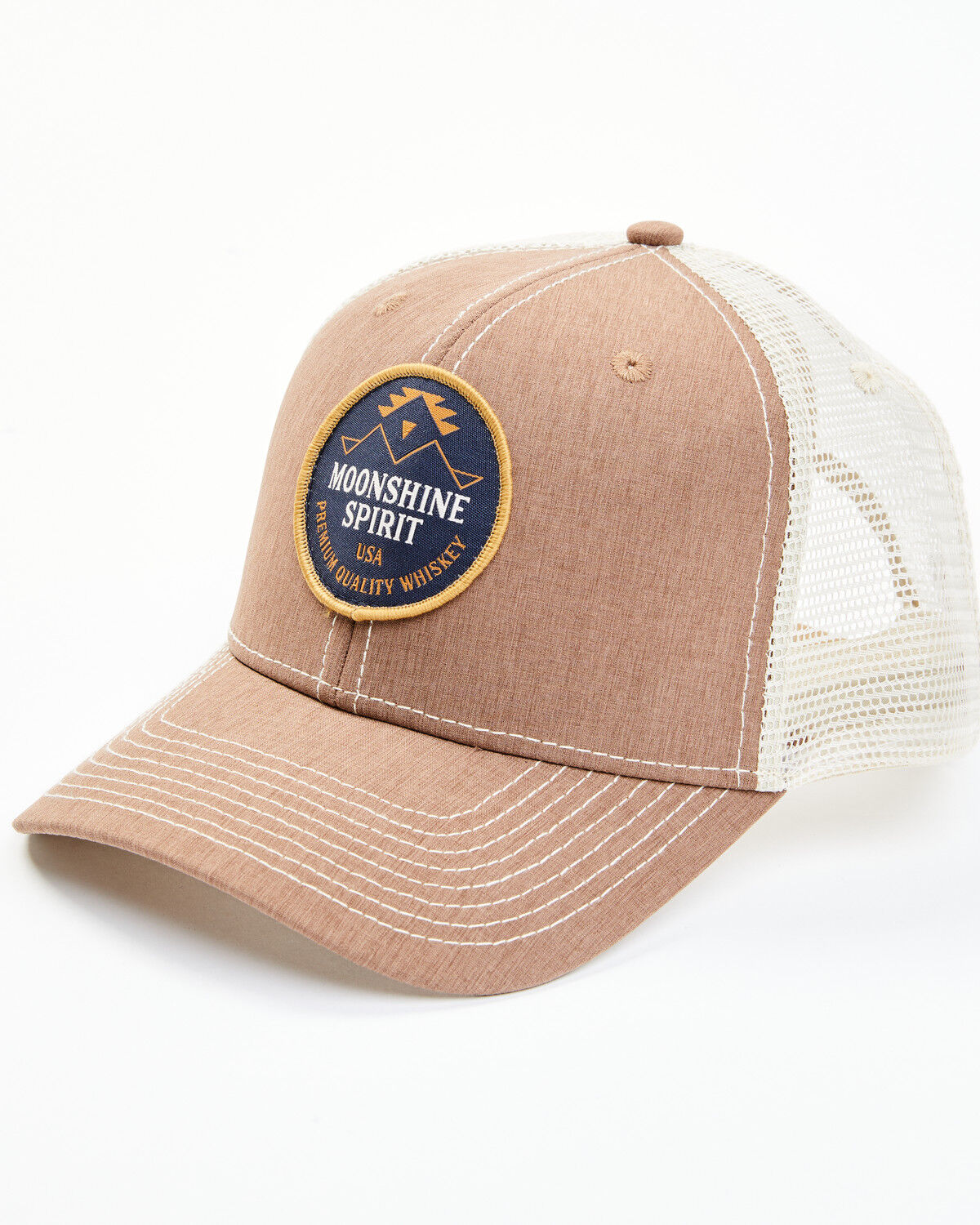 Image #1 - Moonshine Spirit Men's Brown Southwestern Circle Logo Patch Mesh-Back Ball Cap, Brown, hi-res