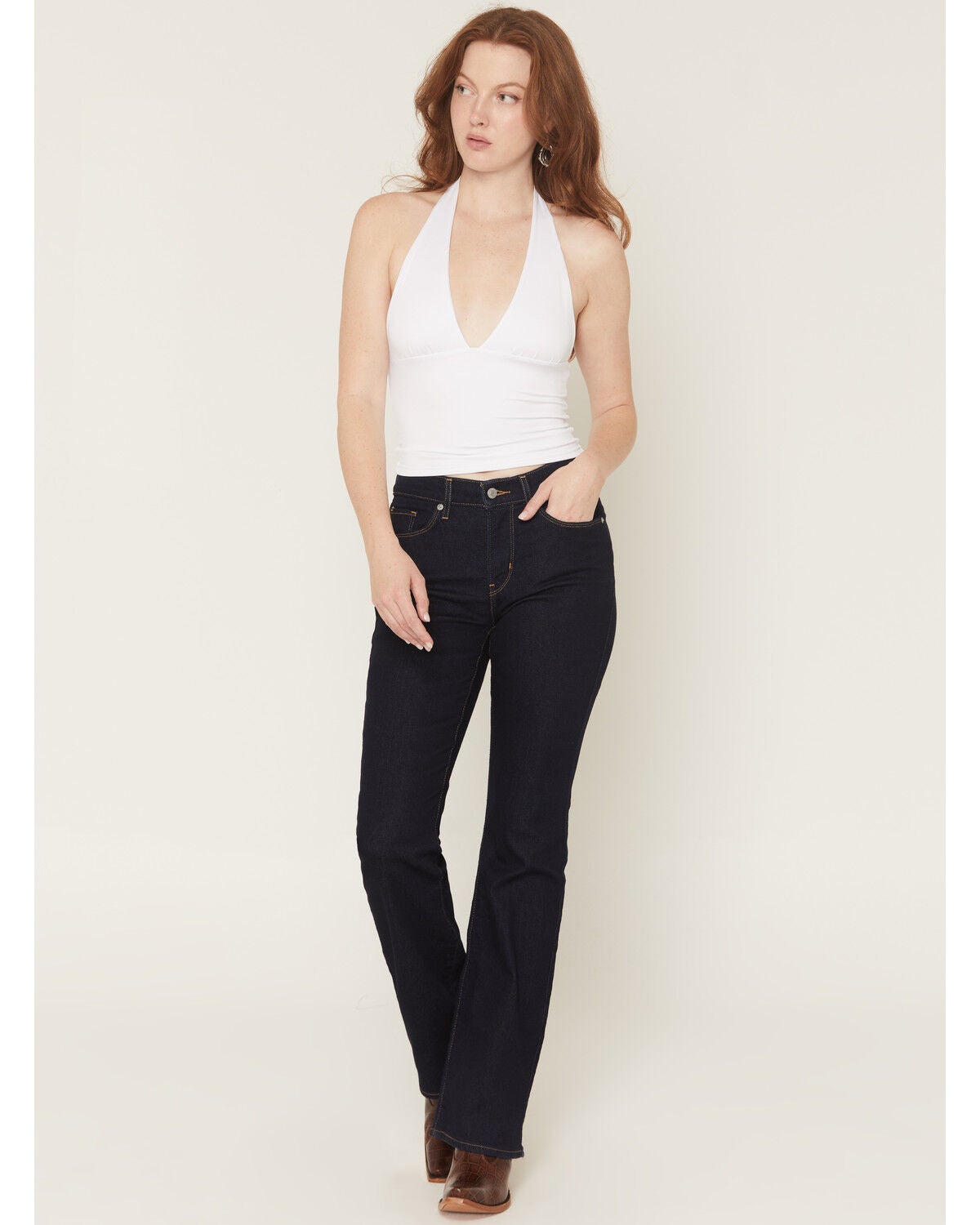 Image #1 - Levi's Women's Darkest Sky Wash Classic Mid Rise Bootcut Stretch Denim Jeans, Dark Wash, hi-res