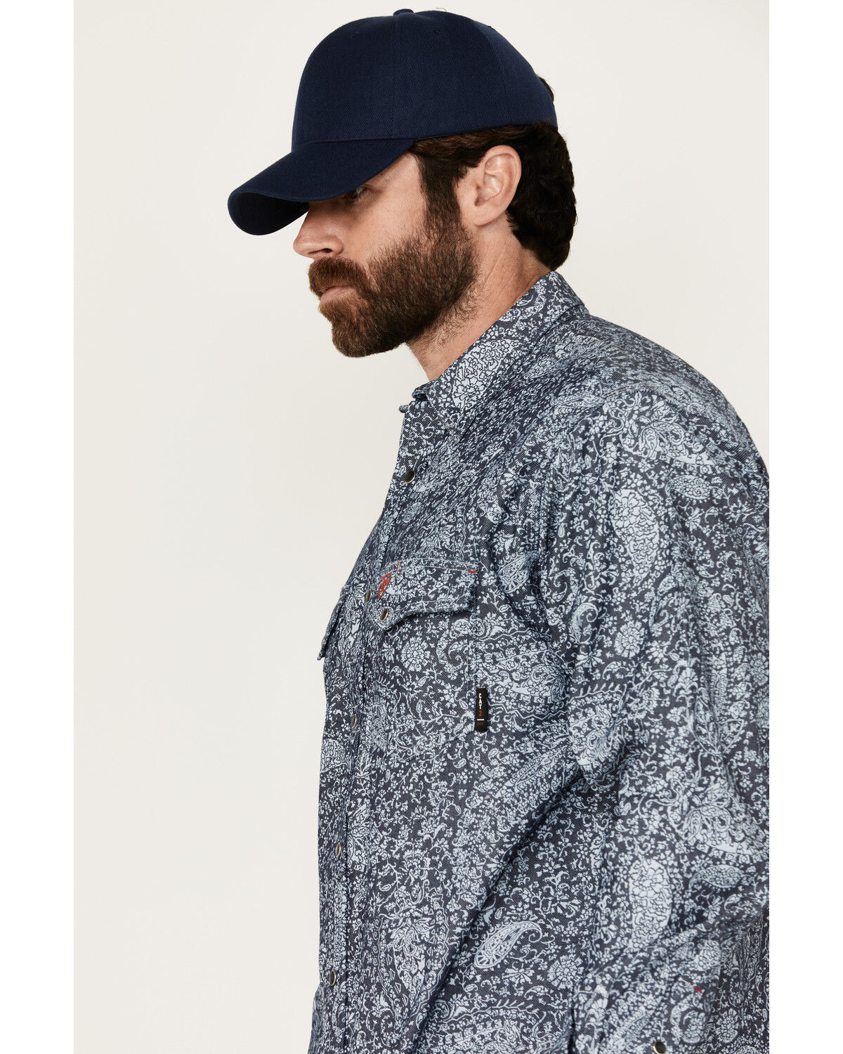 Image #2 - Ariat Men's FR Pacific Long Sleeve Snap Work Shirt, Navy, hi-res