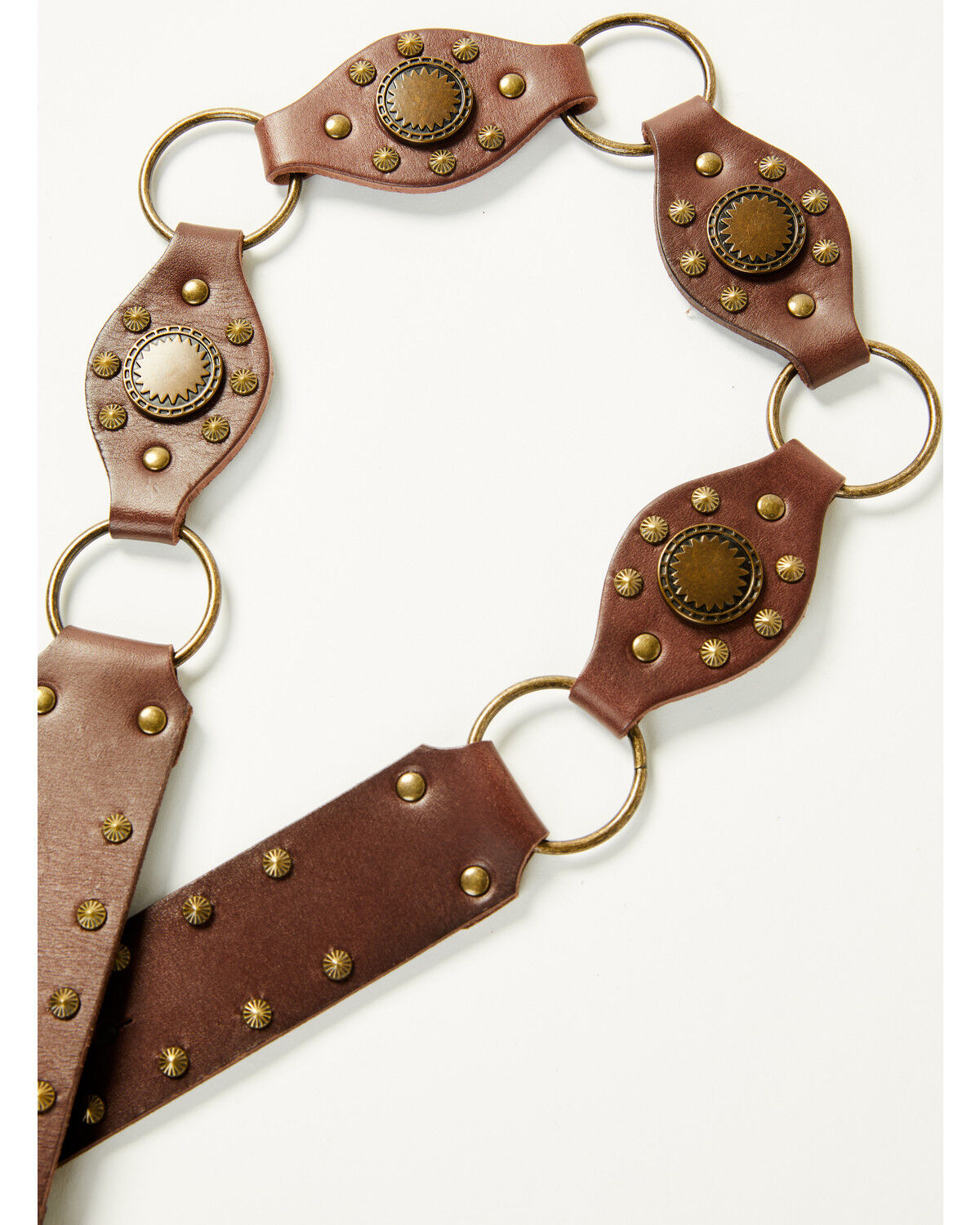 Image #4 - Shyanne Women's Leather Concho Belt with Rings, Brown, hi-res