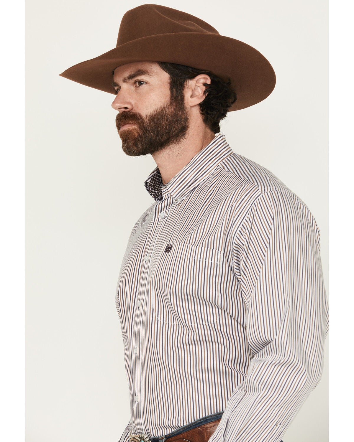 Image #2 - Cinch Men's Striped Print Tencel Long Sleeve Button-Down Western Shirt, White, hi-res