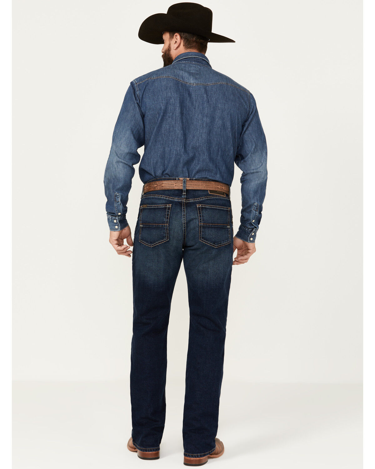 Image #3 - Ariat Men's M4 Relaxed Dustin Dark Wash Bootcut Stretch Jeans, Dark Wash, hi-res
