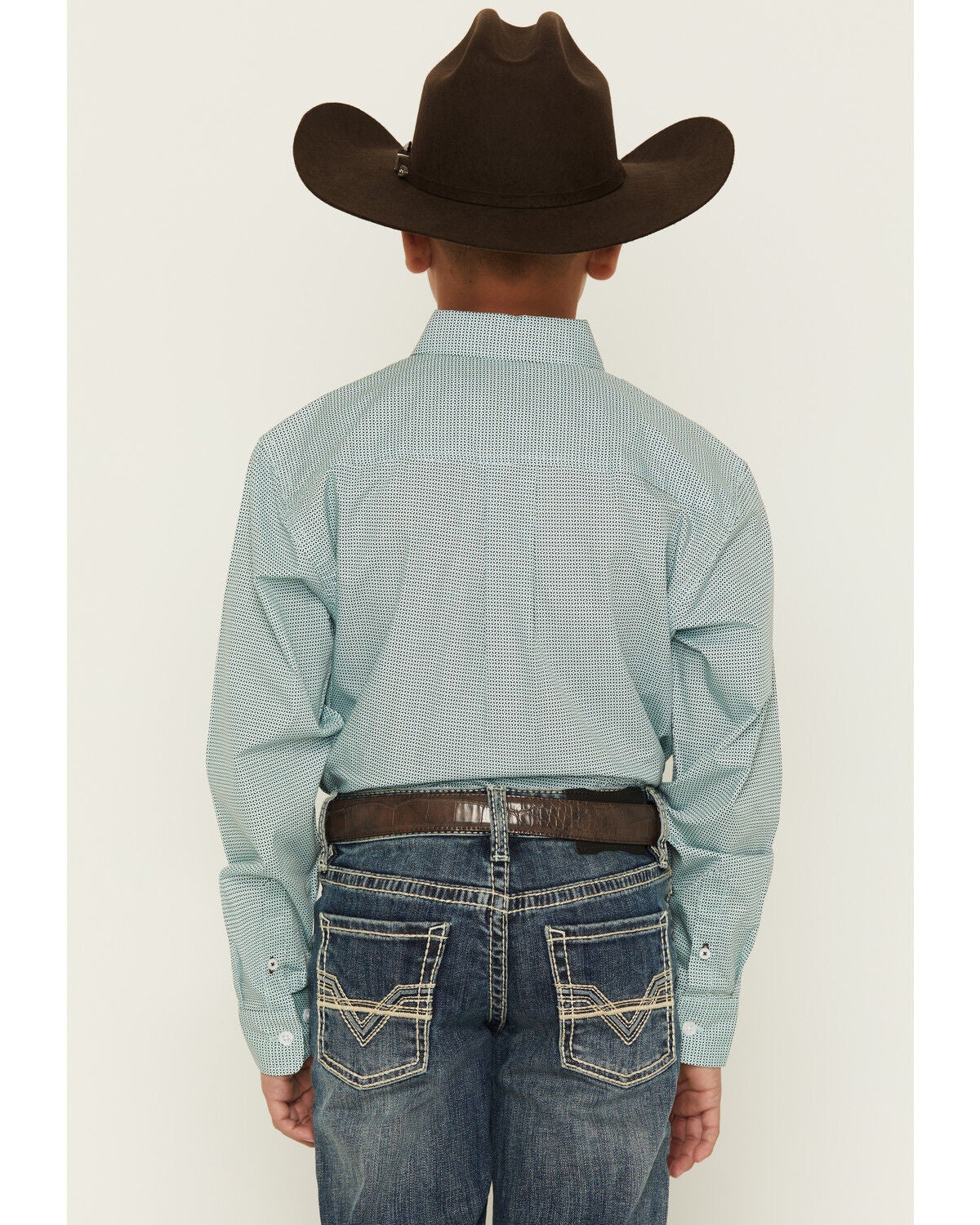 Image #4 - Cinch Boys' Geo Print Long Sleeve Button-Down Western Shirt, Blue, hi-res