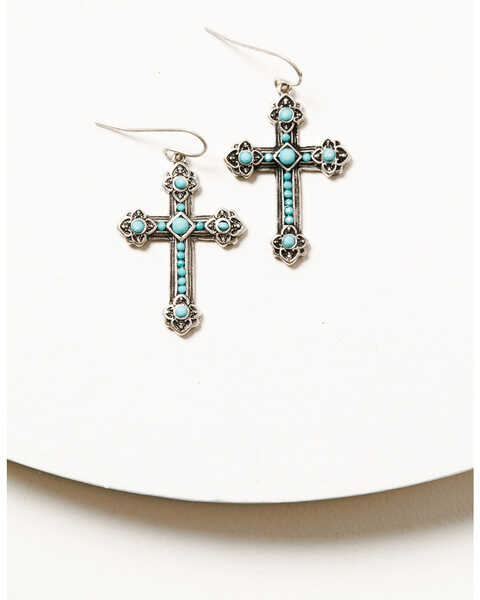 Image #3 - Shyanne Women's Turquoise Cross Single Cross Pendant Set, Silver, hi-res
