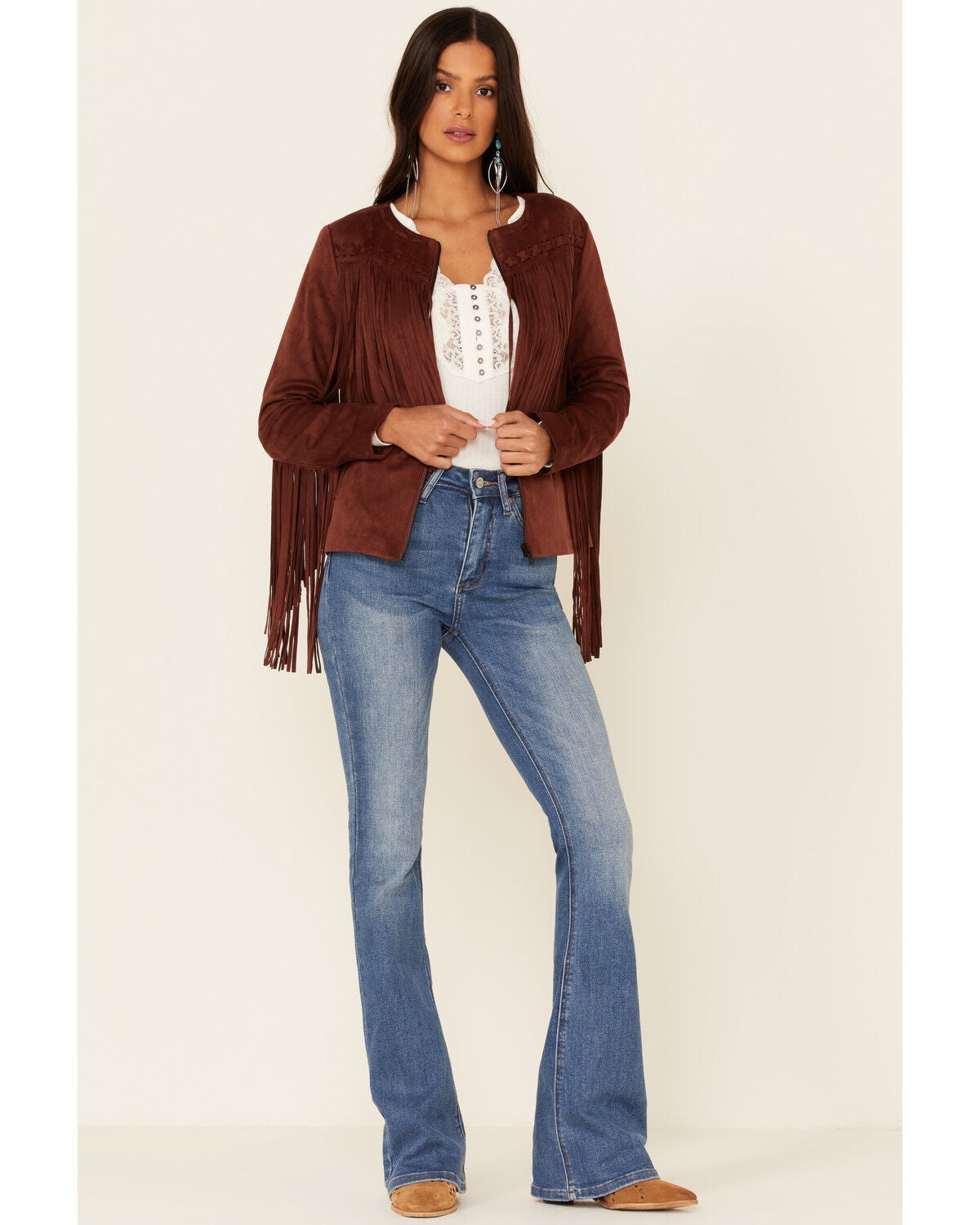 Image #5 - Idyllwind Women's Rust Blue Grass Faux Suede Fringe Jacket , , hi-res