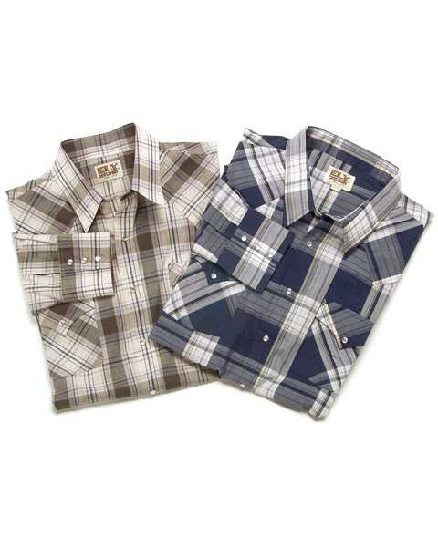 Ely Walker Men's Assorted Plaid or Stripe Long Sleeve Western Shirt, Plaid, hi-res