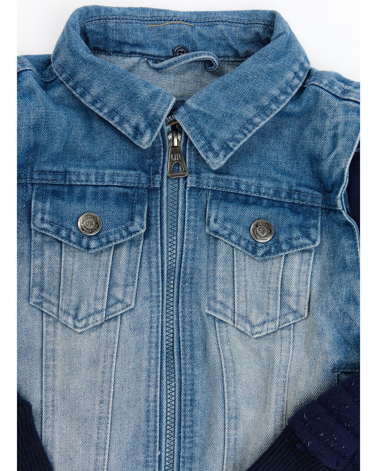 Image #4 - Urban Republic Boys' Denim Vest Layered Jacket, Navy, hi-res