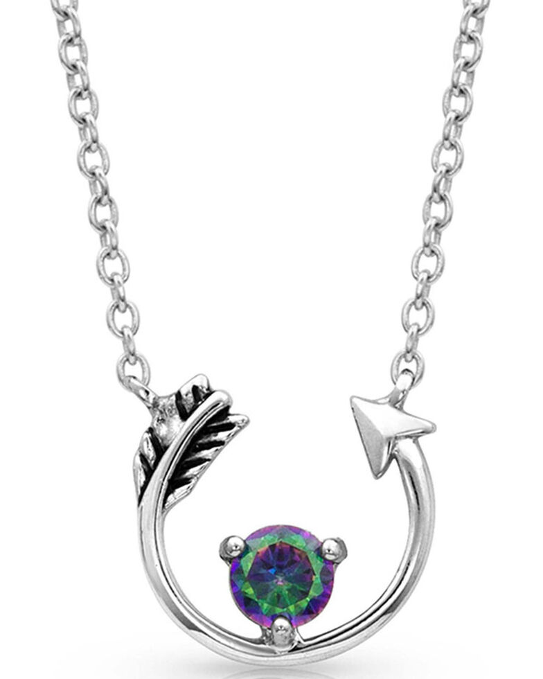 Montana Silversmiths Women's Northern Lights Lucky Arrow Necklace, Silver, hi-res