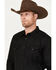 Image #2 - Gibson Men's Southside Satin Stripe Pearl Snap Western Shirt , Black, hi-res