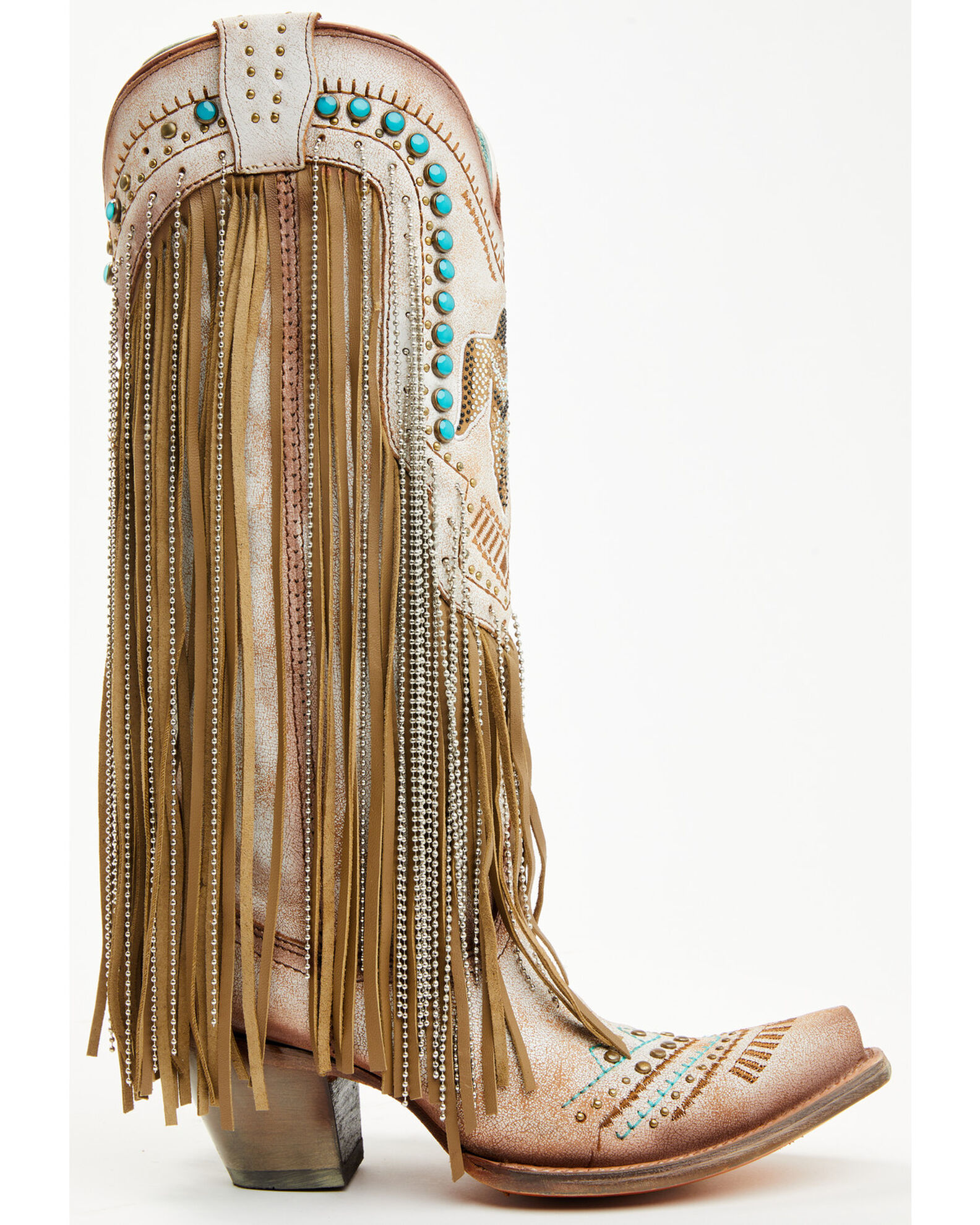 Corral Women s Embroidered and Crystal Eagle Fringe Western Boots Snip Toe Sheplers