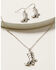 Image #1 - Shyanne Women's Cowgirl Boot Pendant Necklace & Earring Set, Silver, hi-res