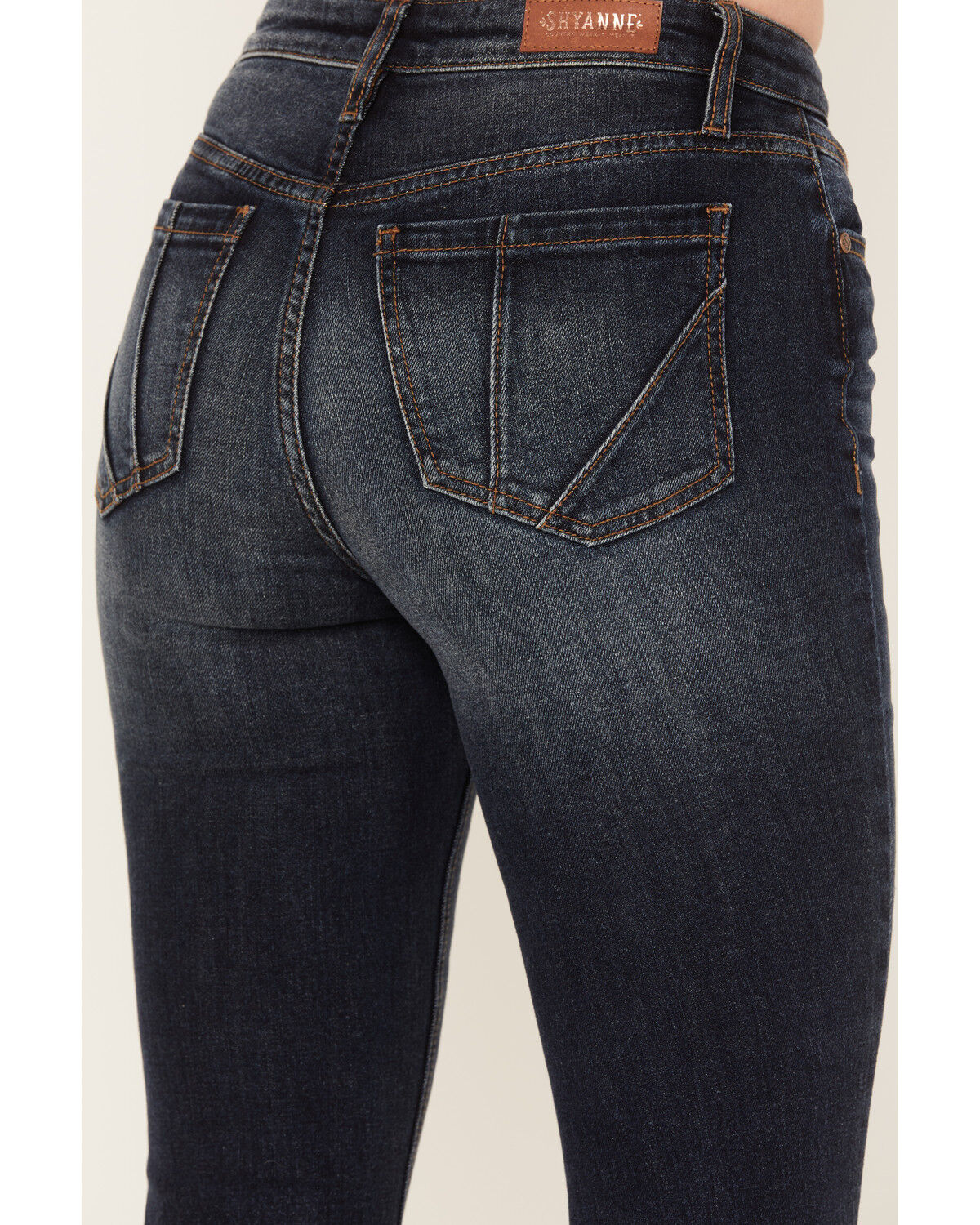 Image #4 - Shyanne Women's Dark Wash Mid Rise Slit Boot Cut Jeans, Dark Medium Wash, hi-res