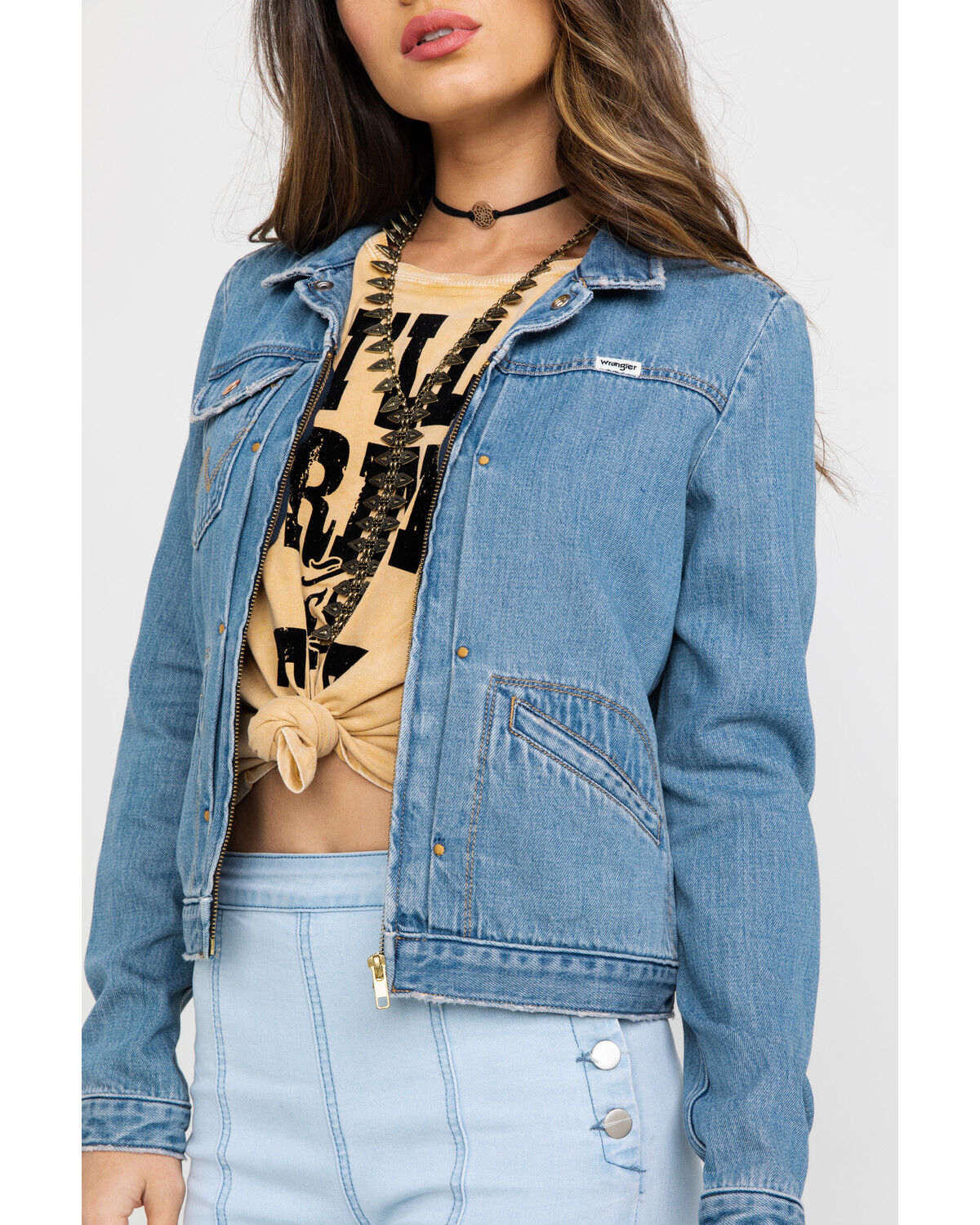 womens denim jacket with zipper