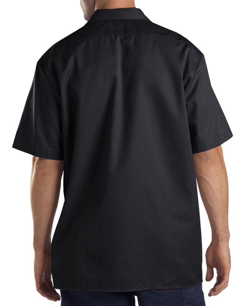 Dickies Men's Solid Short Sleeve Folded Work Shirt, Black, hi-res