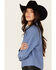 Image #2 - Evergreen Women's Solid Long Sleeve Button-Down Western Shirt, Blue, hi-res