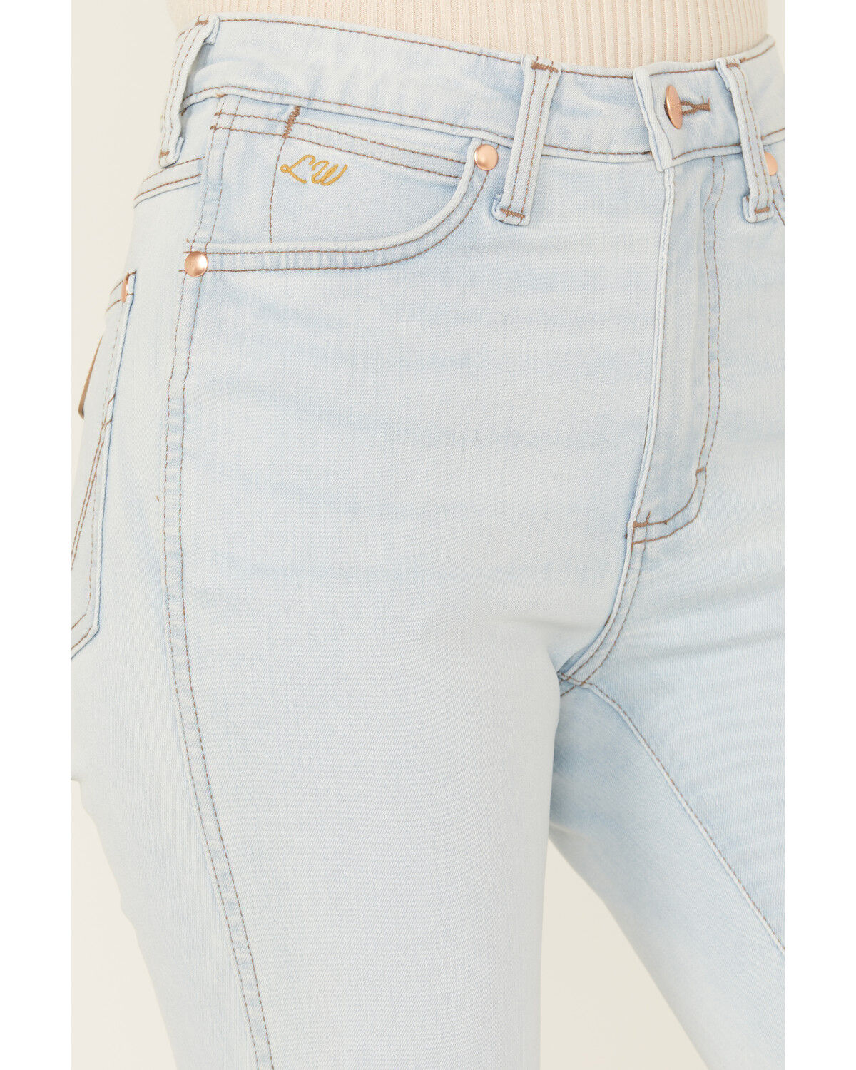 Image #2 - Wrangler X Lainey Wilson Women's Light Wash High Rise Boot Hugger Stretch Denim Jeans, Light Wash, hi-res