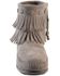 Minnetonka Double Fringe Side Zip Moccasin, Grey, hi-res