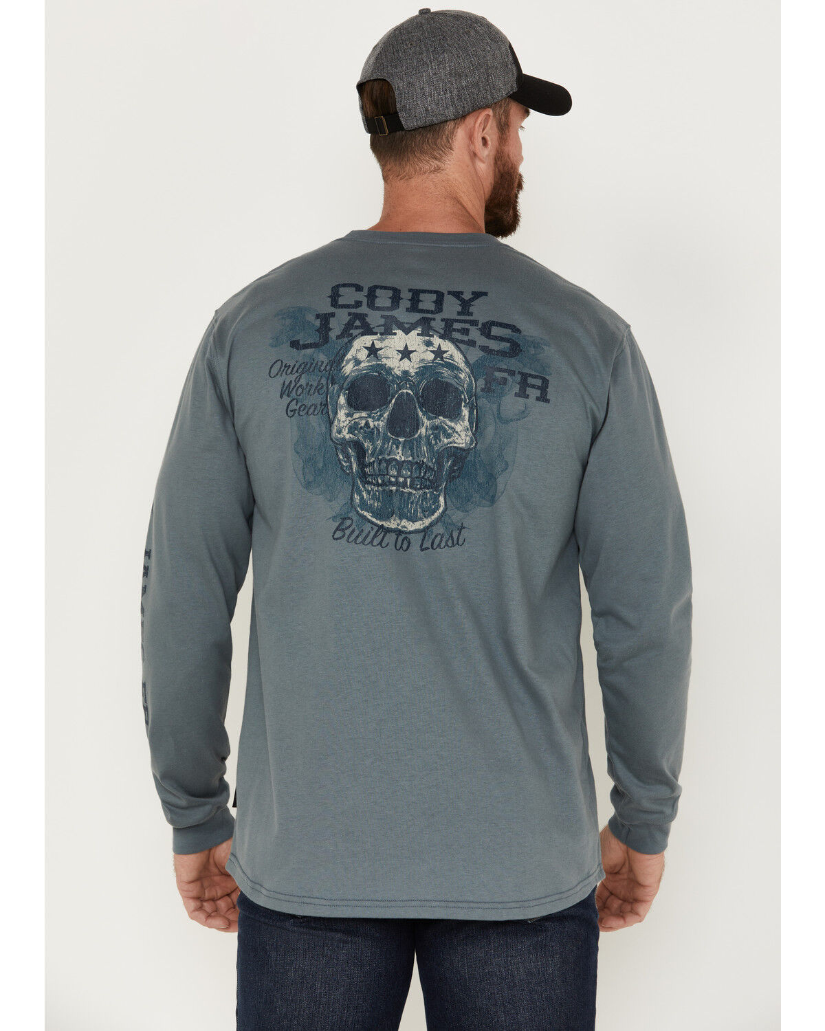 Image #2 - Cody James Men's FR Skull Logo Graphic Long Sleeve Work T-Shirt, Slate, hi-res