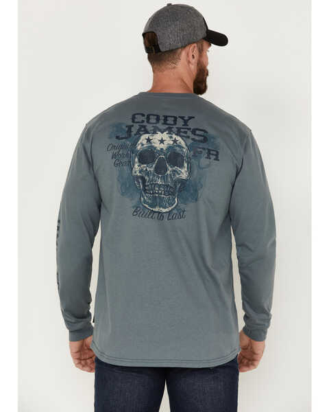 Image #2 - Cody James Men's FR Skull Logo Graphic Long Sleeve Work T-Shirt , Slate, hi-res