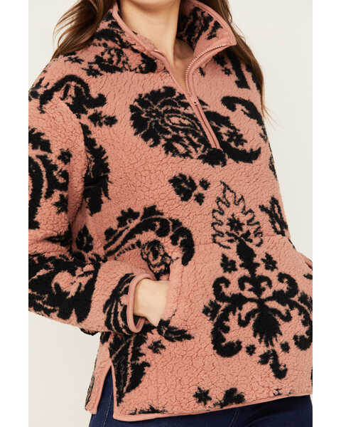 Image #3 - Wrangler Women's Paisley Print Sherpa Pullover, Medium Pink, hi-res