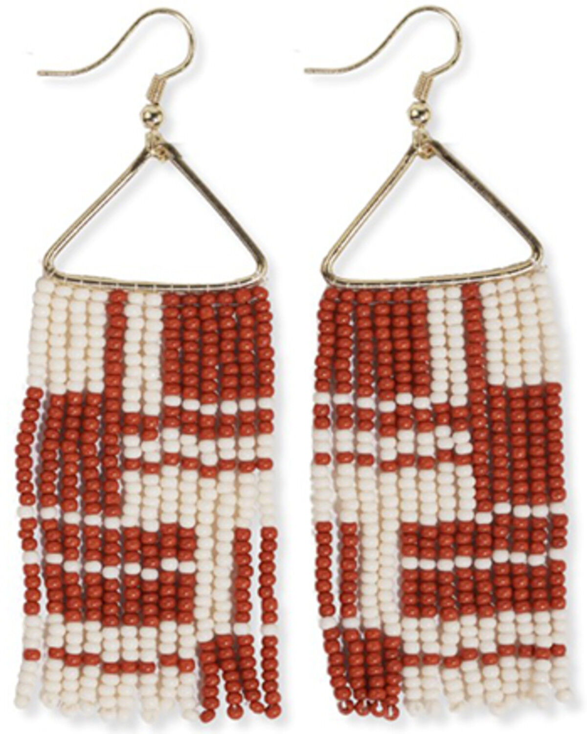 Image #1 - Ink + Alloy Women's Whitney Shifting Blocks Beaded Fringe Earrings, Rust Copper, hi-res