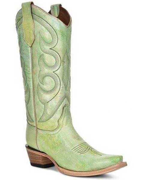 Circle G Women's Western Boots - Snip Toe, Bright Green, hi-res
