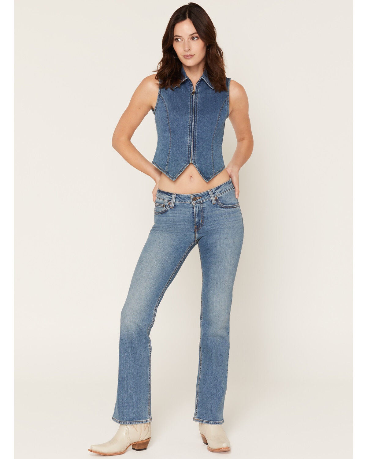 Image #1 - Levi's Women's Medium Wash Super Low Rise Bootcut Stretch Denim Jeans, Medium Wash, hi-res