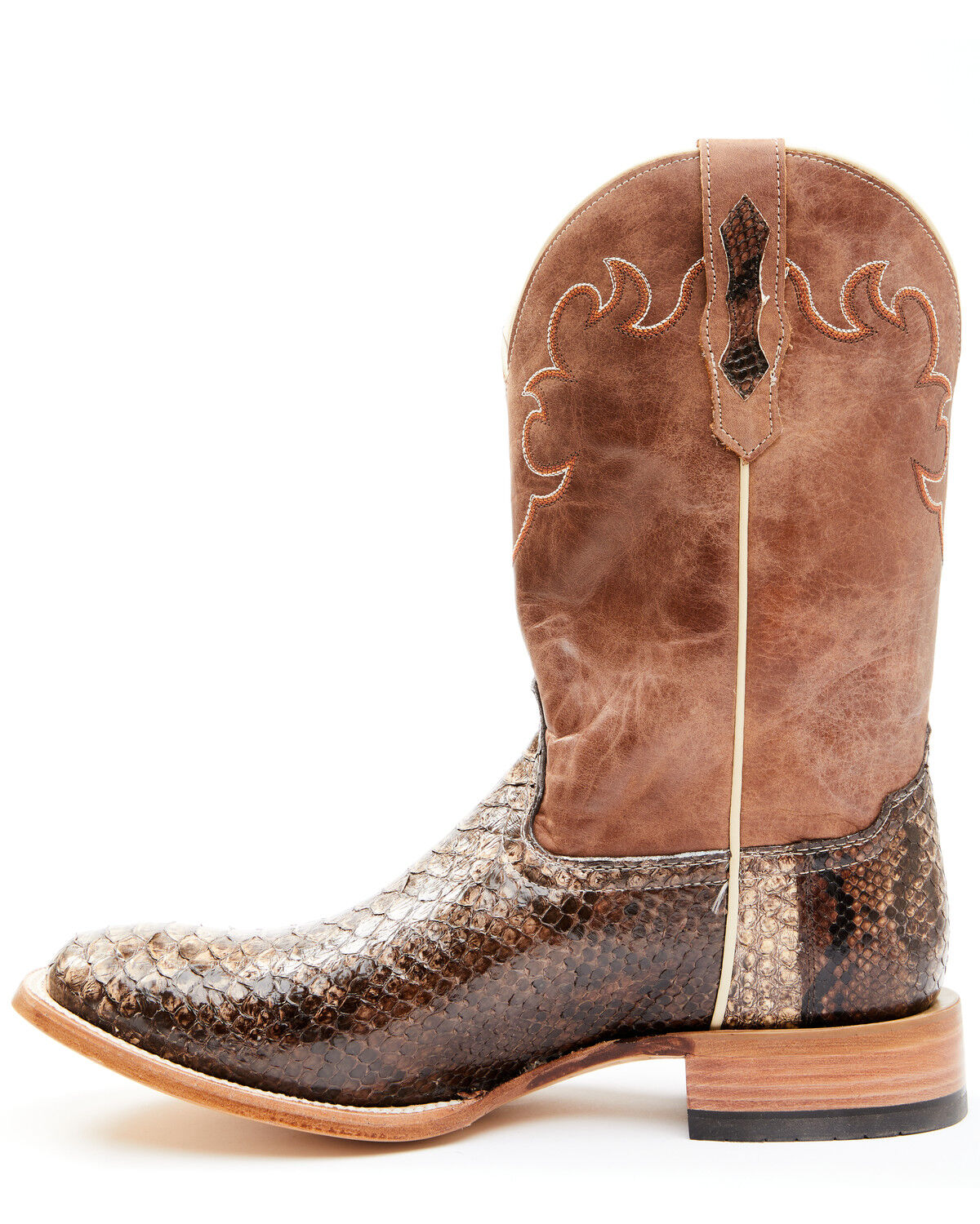 snakeskin square toe cowboy boots