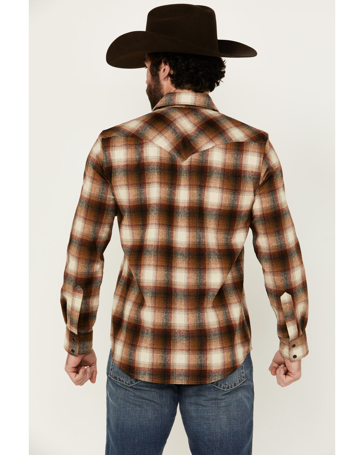 Image #4 - Pendleton Men's Canyon Plaid Print Long Sleeve Snap Western Shirt, Copper, hi-res