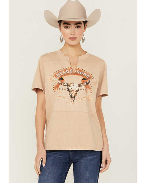Image #1 - Idyllwind Women's Max Headstrong Short Sleeve Graphic Tee, Wheat, hi-res