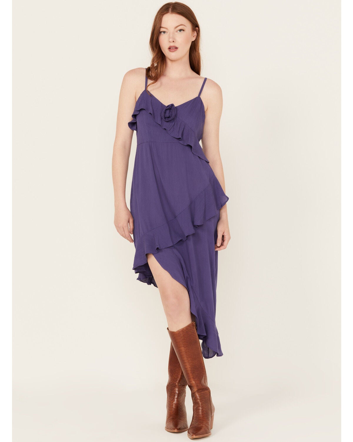 Angie Women's Solid Ruffle Hem Sleeveless Mini Dress, Navy, hi-res