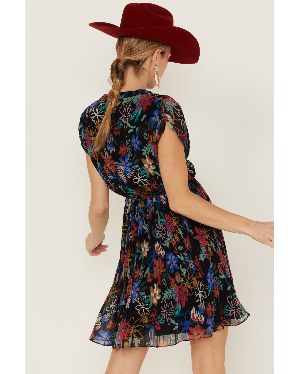Image #3 - Molly Bracken Women's Floral Print Pleated Short Sleeve Dress, , hi-res