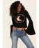 Shyanne Women's Moonrise River Graphic Long Bell Sleeve Top , Black, hi-res