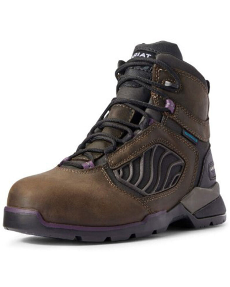 Ariat Women's Rebar Flex Waterproof Work Boots - Carbon Toe, Brown, hi-res