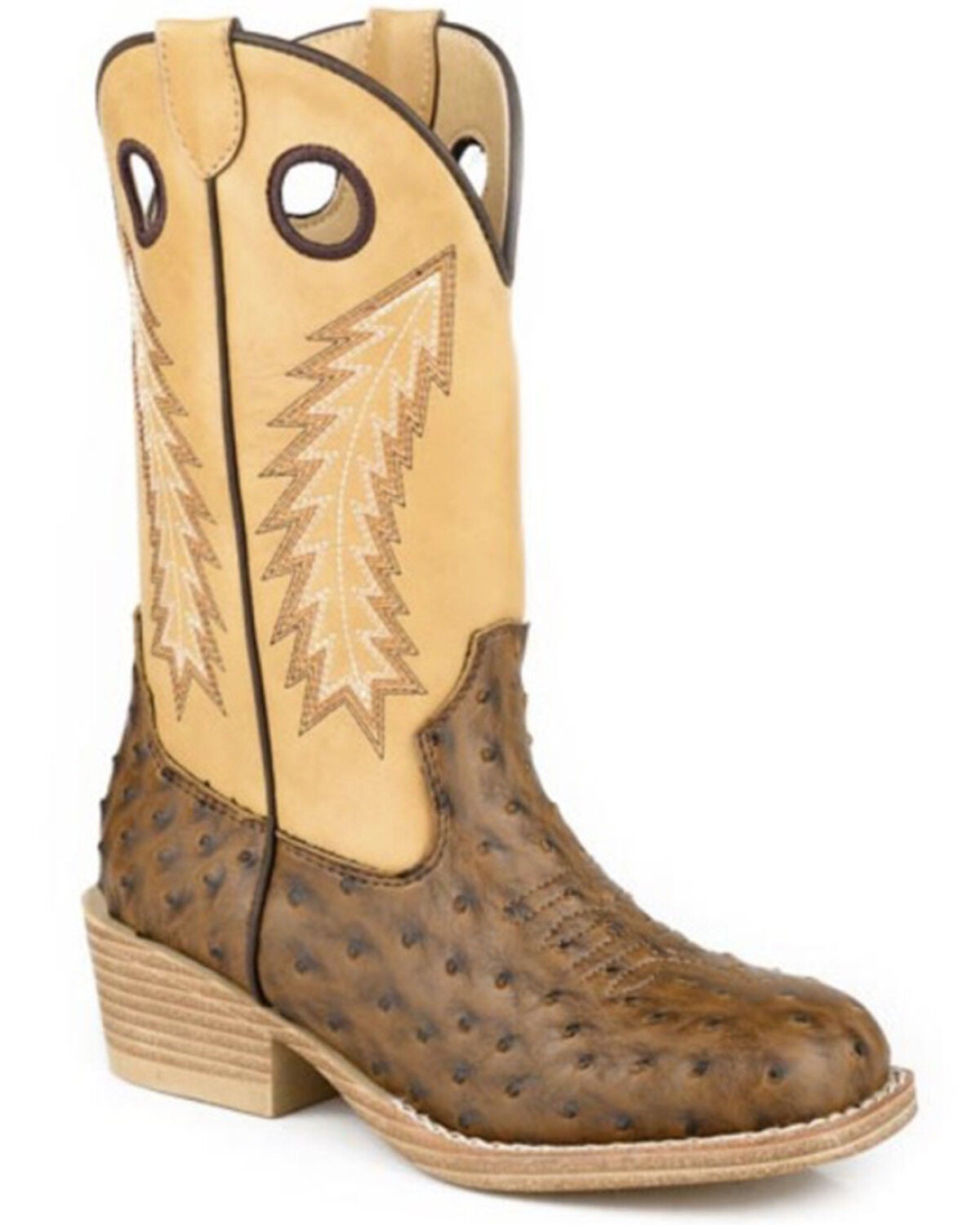 Image #1 - Roper Boys' Walker Bumps Western Boots - Square Toe, Brown, hi-res