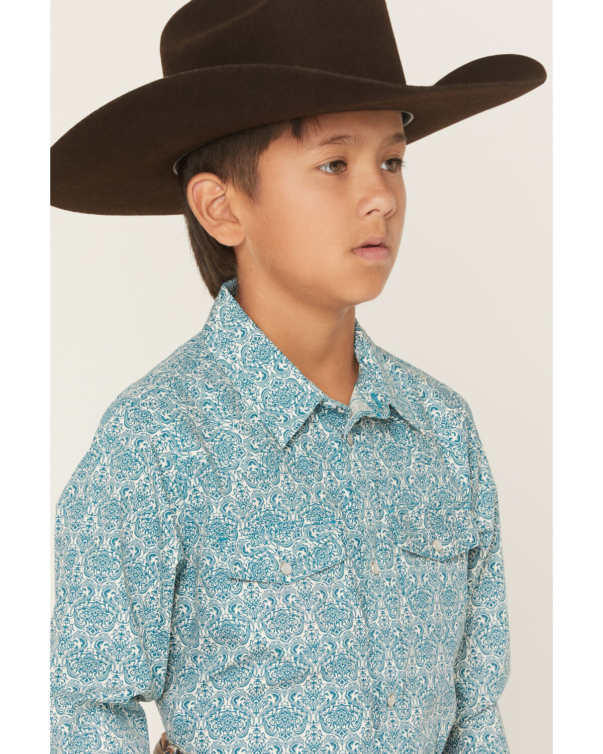 Image #2 - Gibson Trading Co Boys' Lava Lamps Geo Print Long Sleeve Pearl Snap Western Shirt, Teal, hi-res