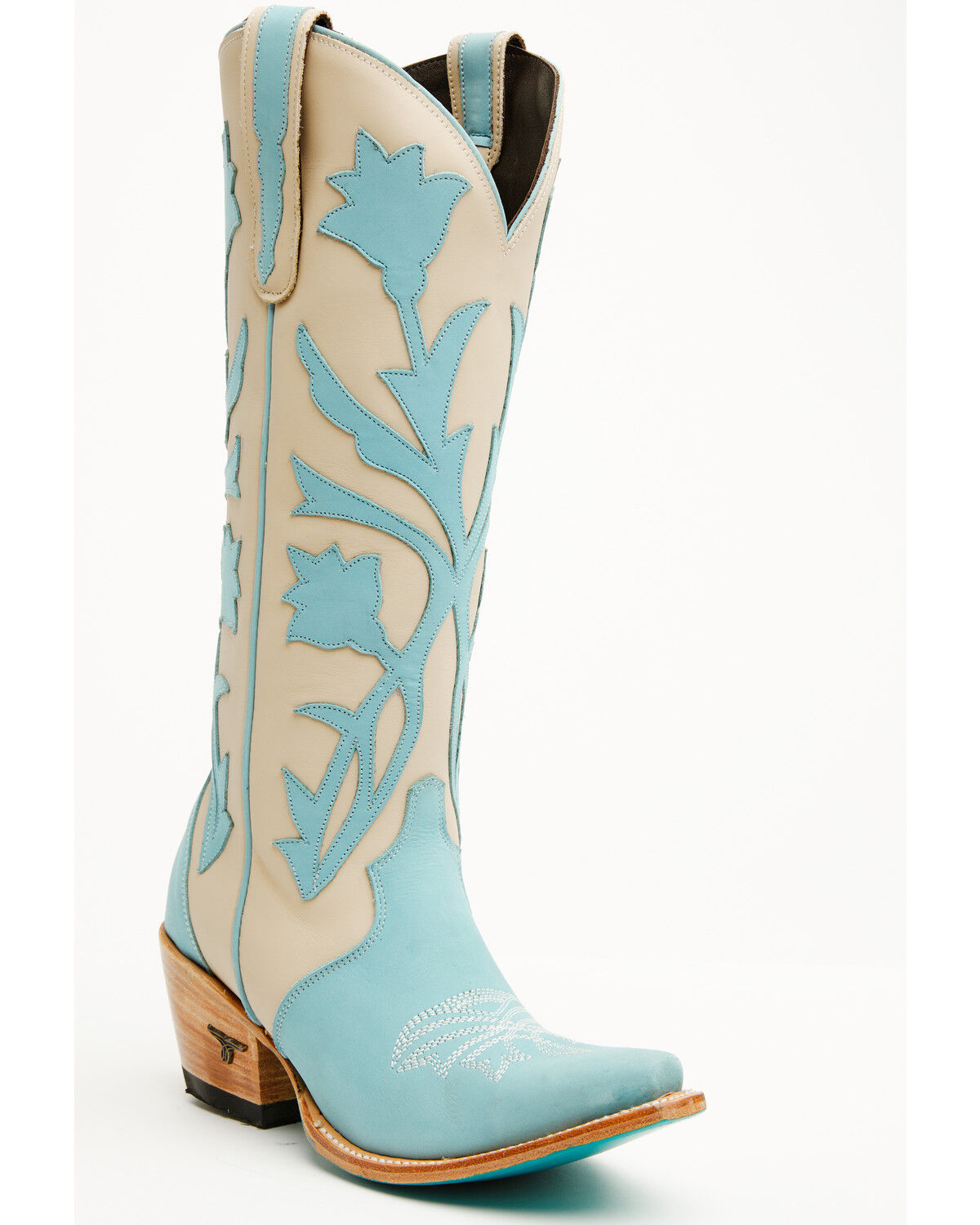 Image #1 - Lane Women's Jolene Overlay Tall Western Boots - Snip Toe, Blue/white, hi-res