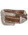 Image #1 - Blazin Roxx Scalloped Rhinestone Cross Croc Print Belt, Brown, hi-res