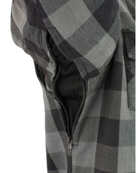 Image #4 - Milwaukee Performance Men's Aramid Checkered Plaid Biker Shirt - Big & Tall, Dark Grey, hi-res