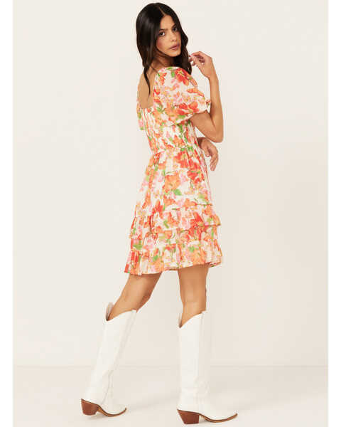Image #4 - Flying Tomato Women's Floral Print Mini Dress, White, hi-res