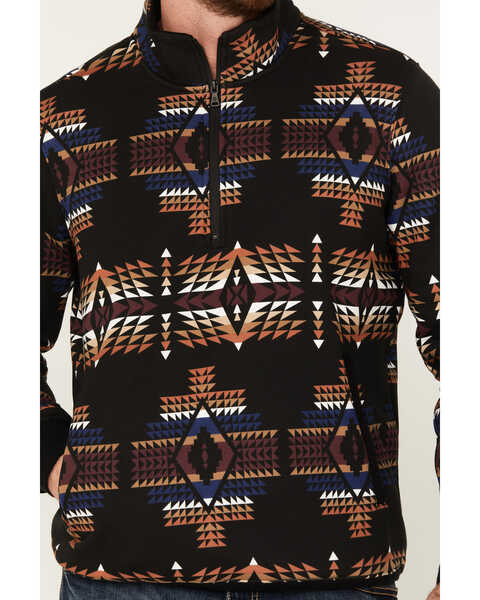 RANK 45® Men's Glenford Southwestern Print Zip Pullover, Black, hi-res
