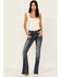 Image #3 - Grace in LA Women's Medium Wash Mid Rise Stretch Bootcut Jeans , Medium Wash, hi-res