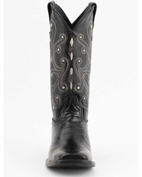 Ferrini Belly Caiman Alligator Print Cowboy Boots - Square Toe, Black, hi-res