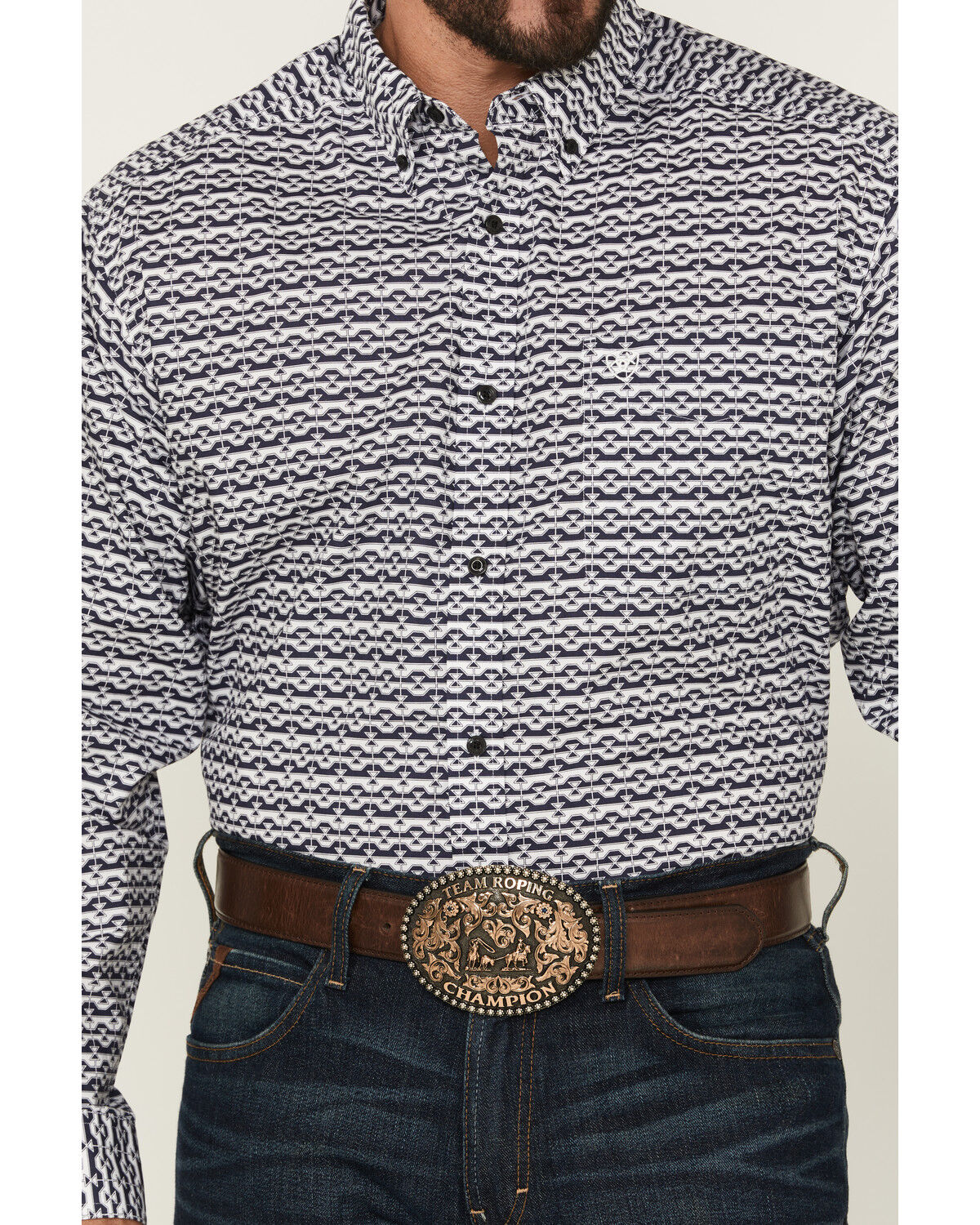 Image #3 - Ariat Men's Patton Classic Fit Printed Long Sleeve Button-Down Western Shirt, Black, hi-res