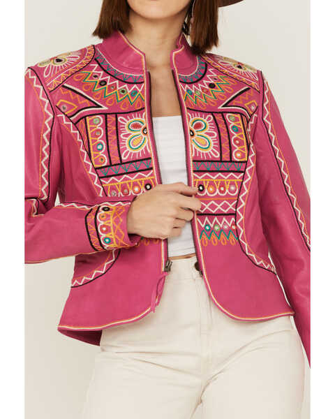 Image #3 - Double D Ranch Women's Festival of Colors Southwestern Geo Jacket, Pink, hi-res