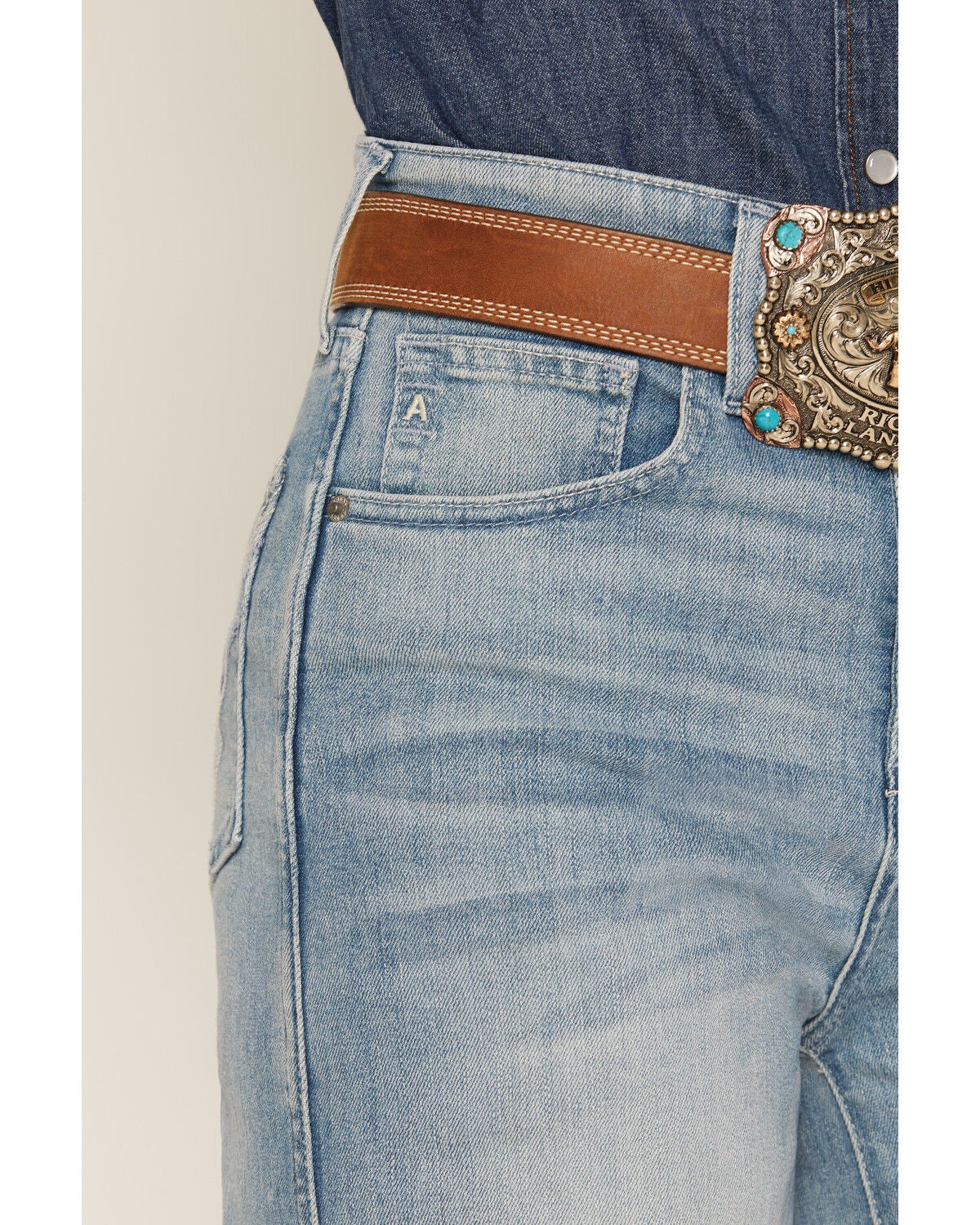 Image #2 - Ariat Women's R.E.A.L. Luana Light Wash Ultra High Rise Wide Stretch Denim Jeans, Light Wash, hi-res